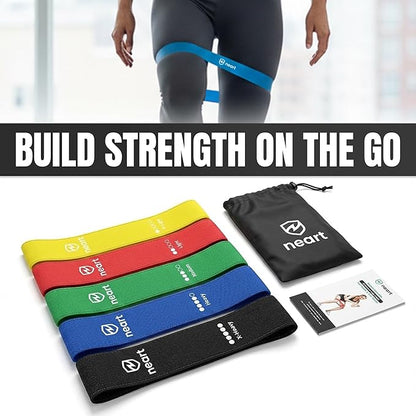 Neart Fabric Resistance Bands Set of 5 – Premium Exercise Bands for Legs & Glutes, Non-Slip Workout Bands for Home, Fitness Equipment, Resistance Bands for Legs and Physical Therapy Bands