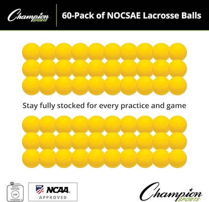 Champion Sports Lacrosse Balls – Official Size SEI Certified, Multi-Color Packs of 3, 6, or 12 for Practice & Games
