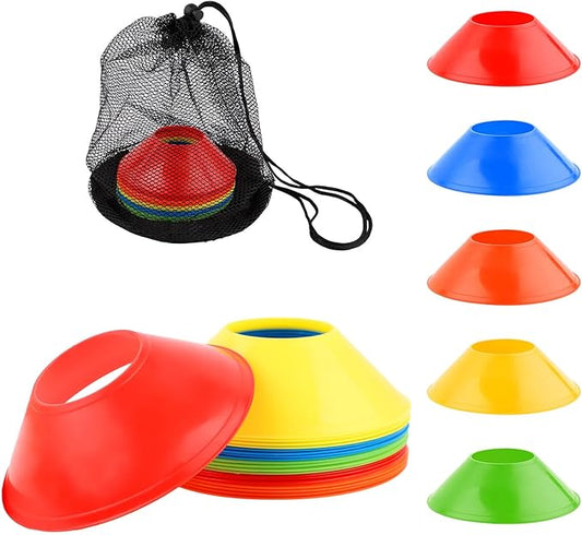25pcs Soccer Cones for Sports Training, Mini Football Cones & Mesh Bag Flexible Agility Cones Premium Training Cones for Basketball Football Running Drills Sports Games Skating Kids