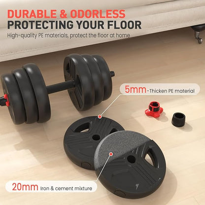 Adjustable Dumbbell Set, 20/30/40/60/80 lb Free Weight Set with Connector, 3-in-1 Design for Dumbbell, Barbell, and Weight Plate Training, Home Gym Fitness Equipment for Men and Women