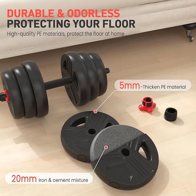 Adjustable Dumbbell Set, 20/30/40/60/80 lb Free Weight Set with Connector, 3-in-1 Design for Dumbbell, Barbell, and Weight Plate Training, Home Gym Fitness Equipment for Men and Women