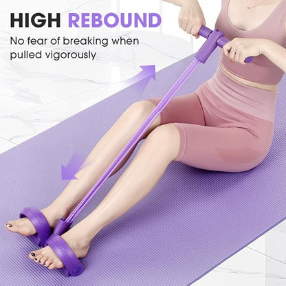 21 Fitness Resistance Bands-4 Tube Pedal Ankle Puller, 2025 Upgrade Foot Pedal Resistance Band, Yoga Elastic Exercise Bands, AB Training Auxiliary Device Workout Equipment for Women and Men