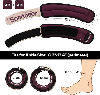 Sportneer Ankle Weights 0.5/1/2/3/5 LBS 1 Pair Wrist Leg Arm Weights for Women Men Kids Child with Adjustable Straps, Strength Weighted for Jogging Running Walking Fitness Gym Workout