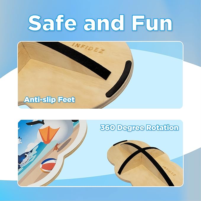 Wooden Balance Board Kids, Wobble Board For Balance, Balance Board Toddler Supporter, Balance Boards for Stability and Core Training