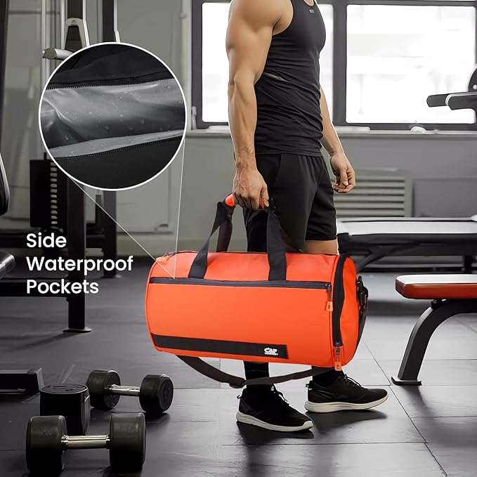 C&F BOGMOST Small Gym Bag for Women & Men,Small Lightweight Duffel Bag Carry On Bags Mini Duffel Travel Bag Waterproof Sports Bags for Workout/Sport/Travel, Red,with Shoes Compartment
