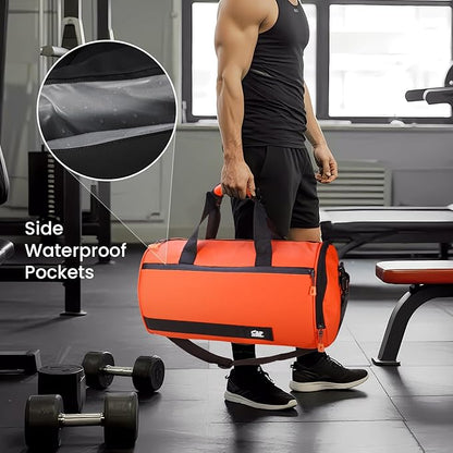 C&F BOGMOST Small Gym Bag for Women & Men,Small Lightweight Duffel Bag Carry On Bags Mini Duffel Travel Bag Waterproof Sports Bags for Workout/Sport/Travel, Red,with Shoes Compartment