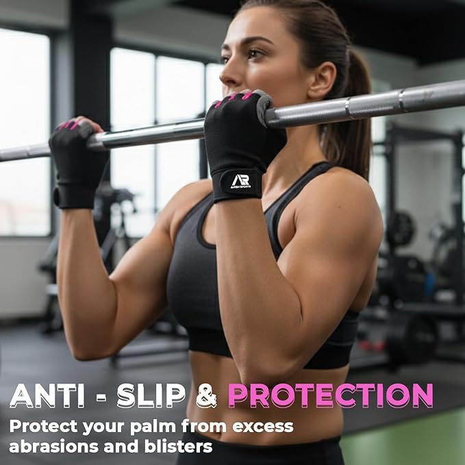 Breathable Gym Gloves for Men & Women–Lightweight,Non-Slip Workout Gloves with Full Palm Protection, Wrist Support,Ventilated Mesh for Weightlifting,Crossfit,Fitness Training & Cycling