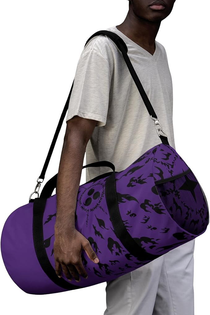 Anime Gym Bag for Women Men - Large Capacity Waterproof Workout Fitness Travel Sports Bags Fashion Street Camping ExpandaCLe Carry On Duffle Bag For Couple (Purple Cursed Mark) PTY