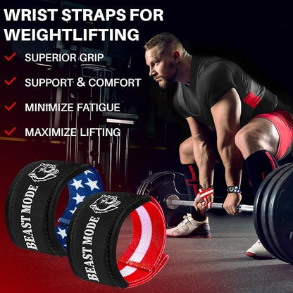 TECEUM Lifting Straps for Weightlifting Gym Strength Training - Wrist Straps with Neoprene Padded Cotton - Men & Women – Ideal for Powerlifting, Bodybuilding & Deadlifts