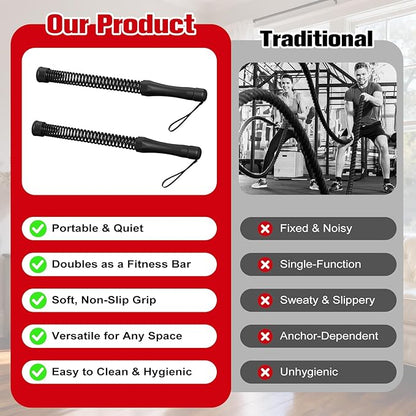 Relife Ropeless Battle Ropes, 2 in 1 Weighted Cordless Battle Ropes for Home Gym - Portable Home Gym Equipment for HIIT, Strength Building, Low-Impact Cardio for Men & Women