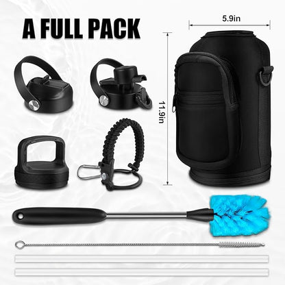 1 Gallon Insulated Water Bottle, Keeps Cold 24H & Hot 12H, Straw Lid & Paracord Handle, 128 oz Double Wall Leak-proof BPA Free, Powder Coated