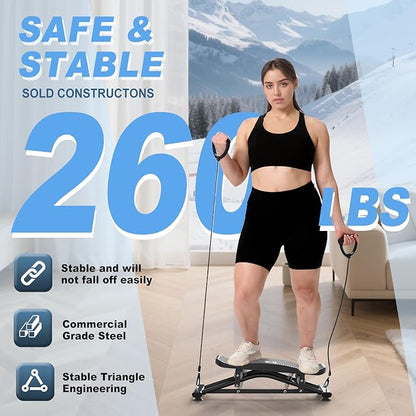 Balancing Machine for Full Body Workout，Simulated Ski Full Body Cardio Workout Equipment，Sliding Ski Simulator with Resistance Bands，Portable Twist Balance Trainer Featuring LCD Display