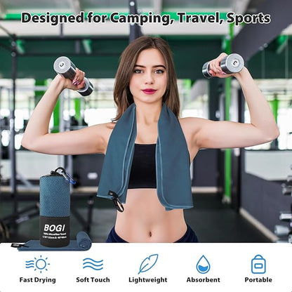 BOGI 4 Pack Microfiber Travel Sports Towel-Quick Dry Towel, Soft Lightweight Microfiber Camping Towel Absorbent Compact Travel Towel for Camping Gym Beach Bath Yoga Swimming Backpacking-4 pcs Medium
