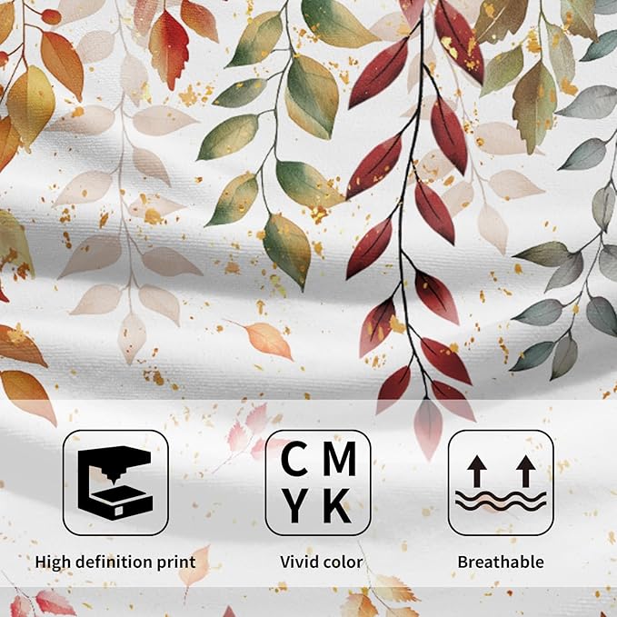 Fall Colorful Leaves Kitchen Tea Dish Towels 2 Pack Watercolor Eucalyptus Leaf Soft Absorbent Small Bath Towel Autumn Botanical Decorative Hand Towel Washcloths for Home Gym Hotel Bathroom