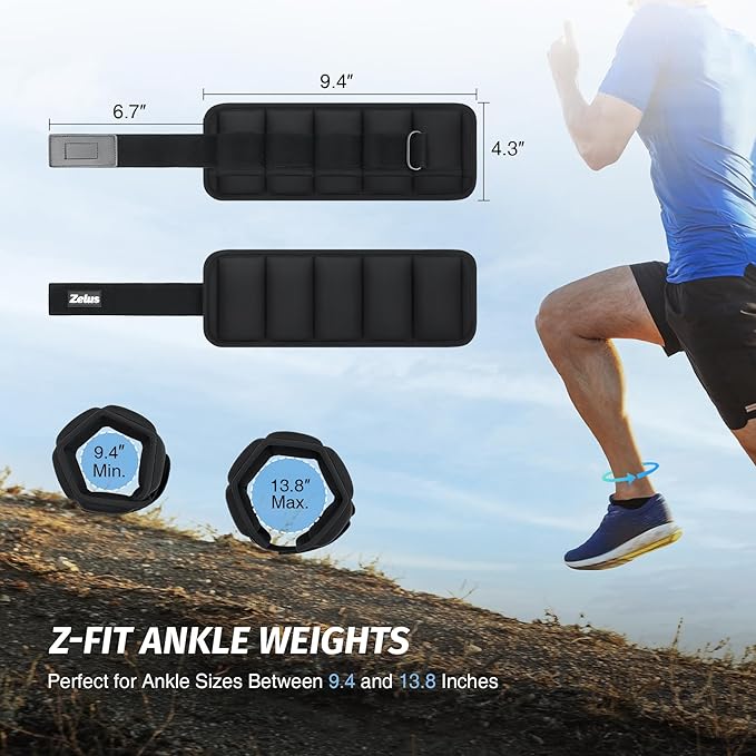 ZELUS Soft Iron Z-Fit Ankle Weights 1 Pair Adjustable, 4LB/7LB/10LB for Women Men, Ultra Thin Leg Weights with Adjustable Straps, Arm Weight for Gym Home Yoga Jogging Walking