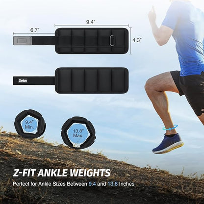 ZELUS Soft Iron Z-Fit Ankle Weights 1 Pair Adjustable, 4LB/7LB/10LB for Women Men, Ultra Thin Leg Weights with Adjustable Straps, Arm Weight for Gym Home Yoga Jogging Walking