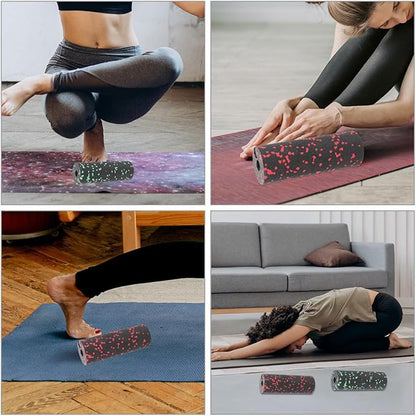 2pcs Yoga Roller Muscle Massage Stick Lightweight Hollow Foam Roller for Muscle Relaxation and Back Relief, Portable Fitness Equipment for Home and Travel (Green Red)