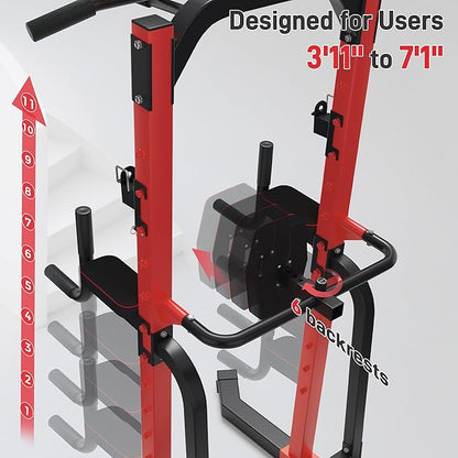 Outdoor Basic Power Tower, Pull Up Bar and Dip Station for Home Gym, 1500LBS Weight Capacity, Adjustable Height, Heavy Duty Steel Frame for Calisthenics, Strength Training Fitness Equipment