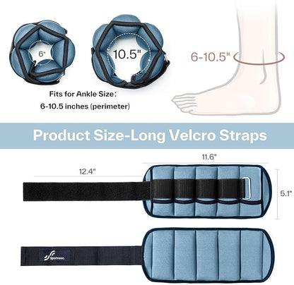 Sportneer Adjustable Ankle/Wrist Weights for Men Women Kids, Weighted Leg & Cuff Strength Training for Yoga Walking Running Aerobics Gym Fitness Physical Therapy