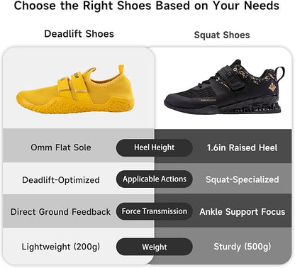 MANUEKLEAR Deadlift Shoes - Weight Lifting Shoes for Men Women - Weightlifting Squat Shoes Fitness Cross-Trainer Barefoot Gym Training Sneakers