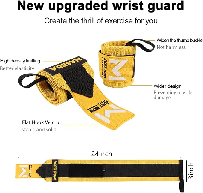 Pro-Grade Weightlifting Wrist Wraps (24") for Gym, Strength Training, and Powerlifting(1 Pair) - Heavy-Duty Thumb Loop Straps for Maximum Wrist Support in Bodybuilding & Fitness (Men & Women)