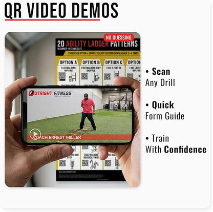 Agility Ladder Drills Poster – 20 Speed & Footwork Training Patterns with QR Video Demos