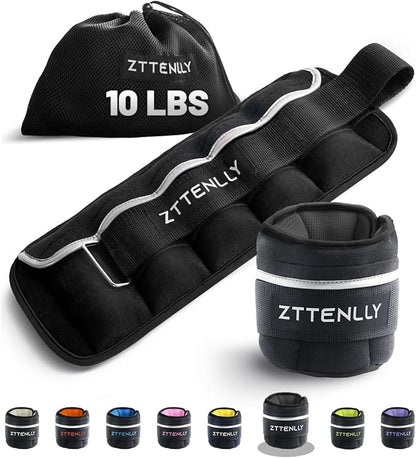 Adjustable Ankle Weights 1-5/10/15/20LBS Pair with Carry Bag - Breathable Fabrics, Reflective Trim - Strength Training Leg Wrist Arm Ankle Walking Weights Sets for Women Men Kids