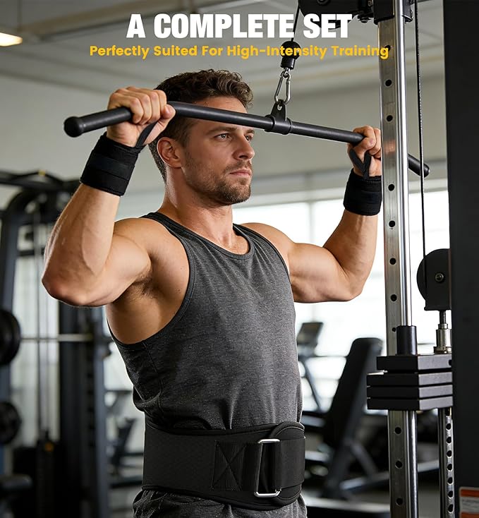 Weightlifting Belt & Wrist Wraps Combo - Auto-Lock Weight Lifting Belt 6.5" Back Support with 0.4" Foam, Adjustable Wrist Wraps for Weightlifting - for Men & Women Beginners & Pros