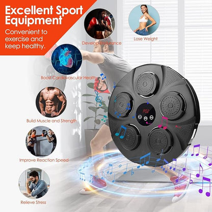 KOCASO Music Boxing Machine with Boxing Gloves - Wireless Smart Music Boxing Machine, 9 Speeds & 9 Modes Light - Wall Boxing Punching Pad Electronic Workout Machine for Home Gym