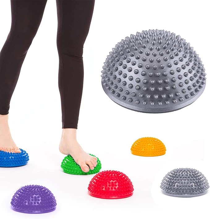 KIMISS PVC Yoga Half Ball Massager - Fitness Balance Exercise Trainer Foot Massage Ball with Massage Points (Silver)