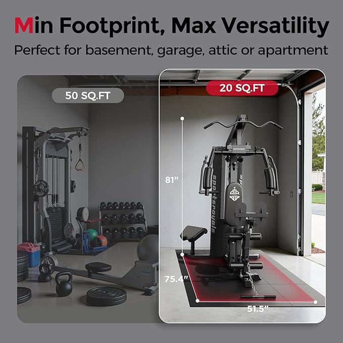 Sportsroyals Home Gym, Multifunctional Gym Equipment, Workout Equipment with 150LBS Weight Stack, for Leg Press, LAT Pull Down, Chest Presses