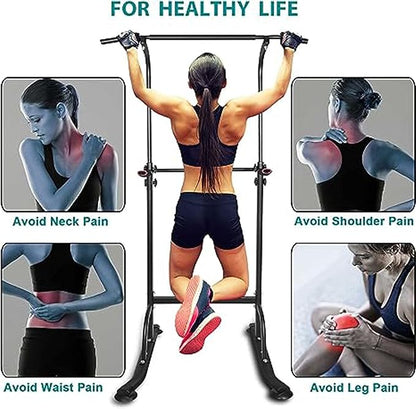 Pull Up Bar Power Tower Dip Bar for Men & Women To Build Muscle, Pullup Bar Dip Station with Adjustable Hight for Home Gym Strength Training Fitness Equipment
