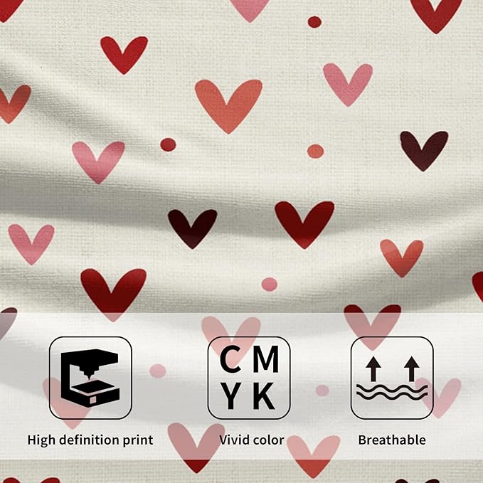 Valentine's Hand Towels Set of 2 Pink Red Love Heart Dot Decor Kitchen Towels 28’’x14’’Happy Holiday Wedding Anniversary Beige Dish Towel Super Soft Tea Towels for Bathroom Gym Spa