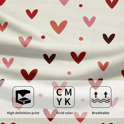 Valentine's Hand Towels Set of 2 Pink Red Love Heart Dot Decor Kitchen Towels 28’’x14’’Happy Holiday Wedding Anniversary Beige Dish Towel Super Soft Tea Towels for Bathroom Gym Spa