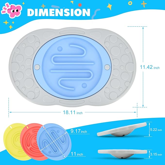 Balance Board Kids Maze, Toddler Balance Boards for Sensory Training Core Strength & Coordination, Kids Wobble Board with Non-Slip Pedals, Active Play for 3+ Years