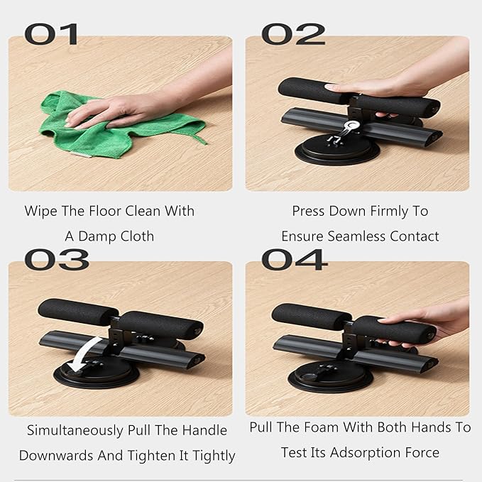 Ab Training Auxiliary Device - Multi-functional Adjustable Ab Trainer 3-Level Sit-Up Assistant with Dual Suction Cups, Ergonomic Low-Impact Core Strengthener for Home/Gym