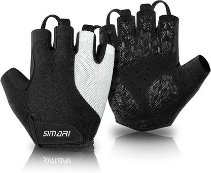 SIMARI GEL Pad Cycling Gloves for Men & Women, Workout Gloves with Cushion, Breathable, Grip, Gift for Gym Exercise, Biking, Weight Lifting Training, Fitness, Black, Pink, Cyan, White Size XS S M L XL
