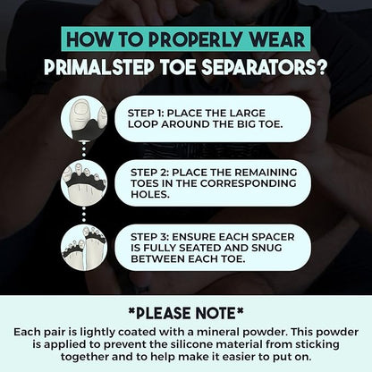VYCE PrimalStep Toe Separators, Spreaders, Spacers, Straightener to Correct Toes for Men and Women, Bunion Corrector, Plantar Fasciitis and Athletic Mobility, Large