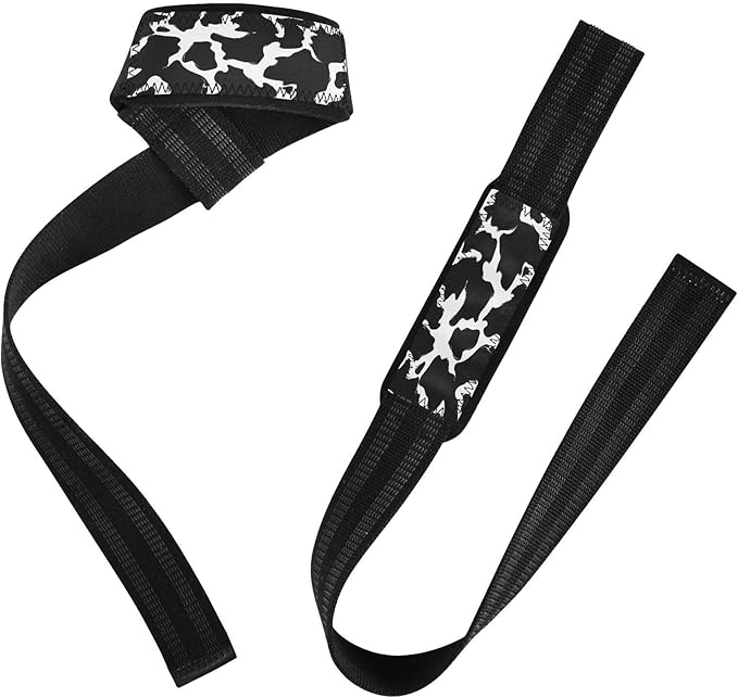 CEBUGI Cow Print Lifting Straps 26.97 * 1.57in Wrist Straps for Weightlifting with Neoprene Padded Exercise Straps for Bodybuilding Powerlifting Strength Training