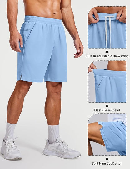 COOFANDY Mens Gym Athletic Shorts with Zipper Pockets Quick Dry 7" Workout Running Training Shorts