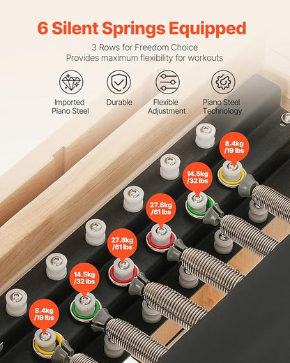 VEVOR Pilates Reformer Accessories for Home Gym, Include Reformer Box/Chair/Spine Corrector/Wall Mounted Machine/Jump Board/Foldable & Dual Resistance Springs
