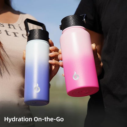 BJPKPK Insulated Water Bottles with Straw Lid, 27oz Stainless Steel Water Bottle with 3 Lids, Leak Proof BPA Free Metal Thermo, Mugs, Tumblers, Keep Cold Hot -Ocean Dream
