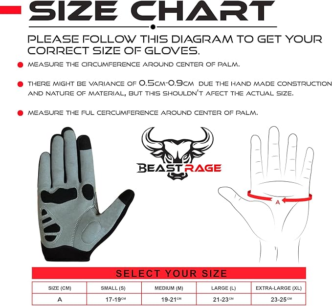 BEAST RAGE Half Finger Cycling Gloves for Men Women, Gel Padded Anti-Slip Shock Absorbing Weight Lifting Gym Gloves Cycle Mountain Bike Gloves for MTB, Biking, Hiking