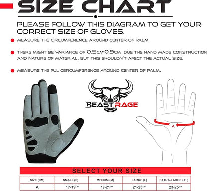 BEAST RAGE Half Finger Cycling Gloves for Men Women, Gel Padded Anti-Slip Shock Absorbing Weight Lifting Gym Gloves Cycle Mountain Bike Gloves for MTB, Biking, Hiking