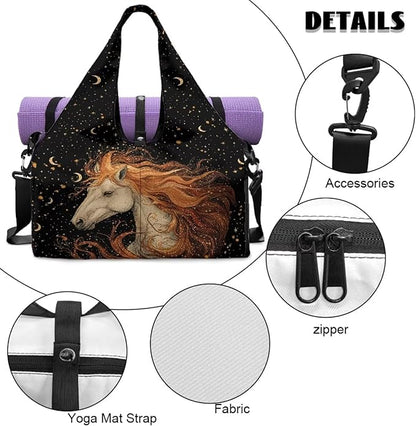 Gym Bag with Yoga Mat Holder Large Tote Bag With Multi Pockets for Women Men Dry Wet Separated Pocket Carryall Yoga Tote Bag for Pilates Travel Workout Office