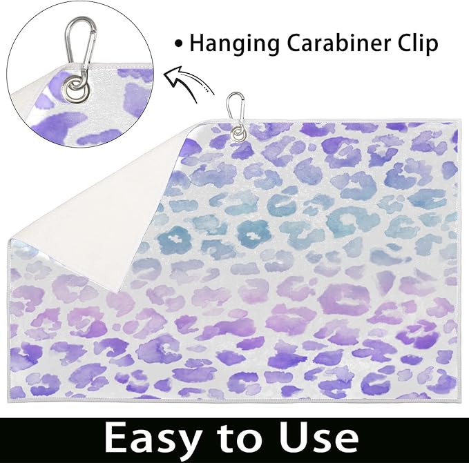 Golf Towel Purple Colorful Leopard Cheetah Print,Golf Towel for Bag Quick Dry Microfiber Golf Accessories for Yoga,Gym,Workout,Fitness,15" x 24"