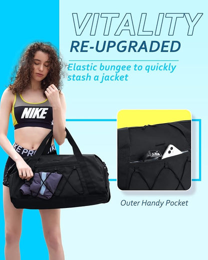 BAGSMART Small Gym Bag With Shoe Compartment & Wet Pocket, Lightweight Sports Travel Duffel, Carry On Weekender Overnight, Water Resistant Sports Gym Tote for Swimming Yoga, Dark pink