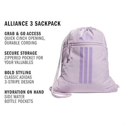 adidas Alliance Sackpack – Drawstring Backpack for Sports, Small Gym Bag