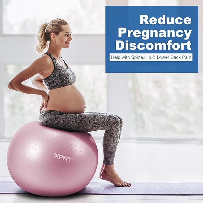 XPRT Fitness Exercise Ball (55/65/75cm) - Yoga Ball for Home Gym Workout, Physical Therapy, Balance, Stability Training - Office Ball Chair with Quick Pump (5 Colors)
