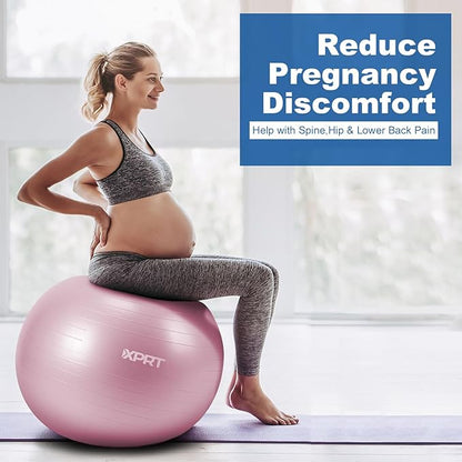 XPRT Fitness Exercise Ball (55/65/75cm) - Yoga Ball for Home Gym Workout, Physical Therapy, Balance, Stability Training - Office Ball Chair with Quick Pump (5 Colors)